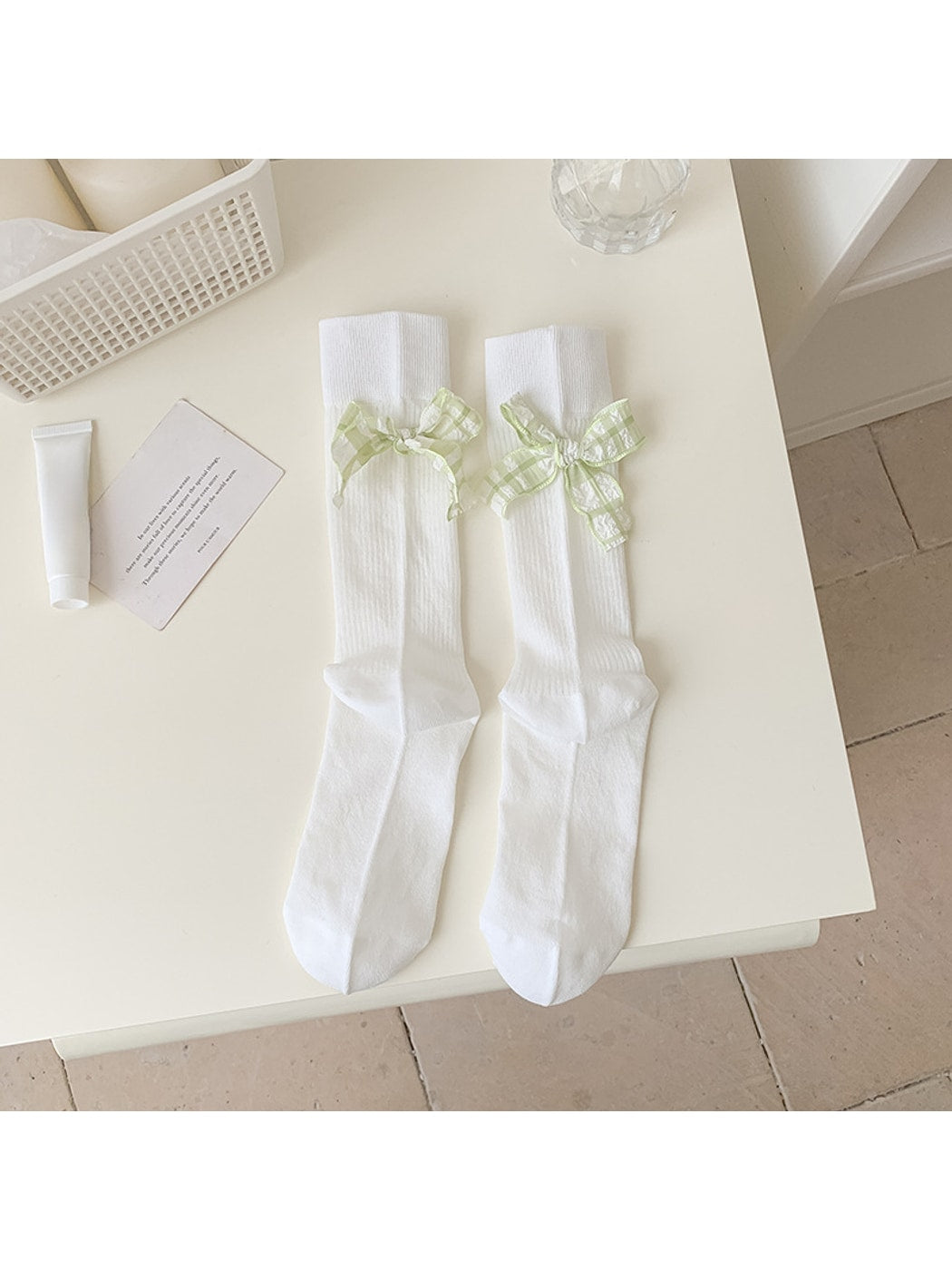 Rufia - Fresh Style Plaid Bow Ribbed Socks