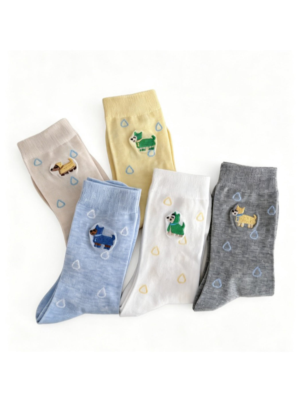 Rufia Raindrop Dog Everyday Socks folded showing the pattern and cuff