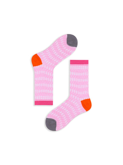 Rufia - Sheer Shell Mesh Colorblock Ankle Socks