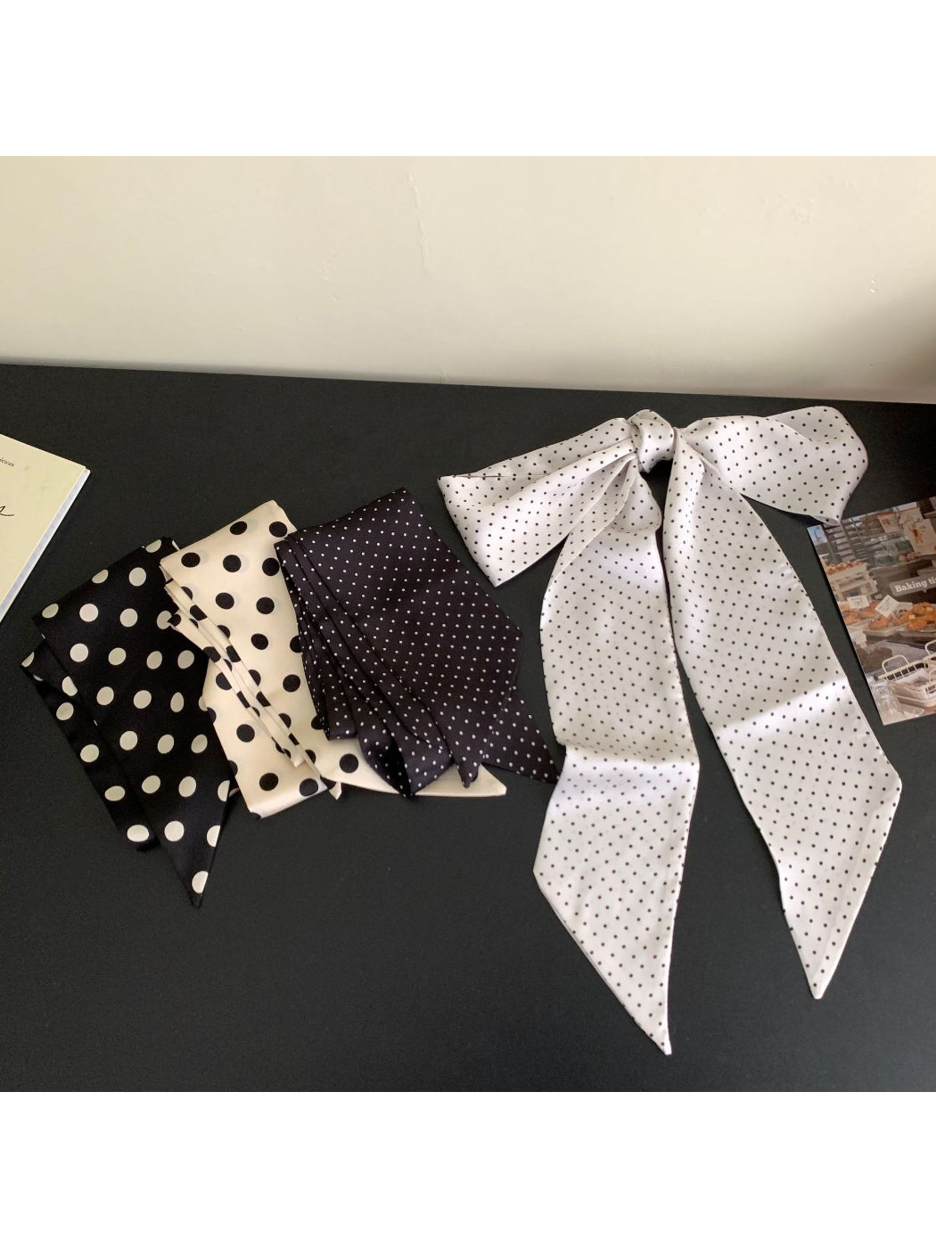 Scarvii - Retro Polka Dot Skinny Scarf