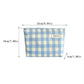 Cosbai pastel check makeup pouch photographed from a side angle
