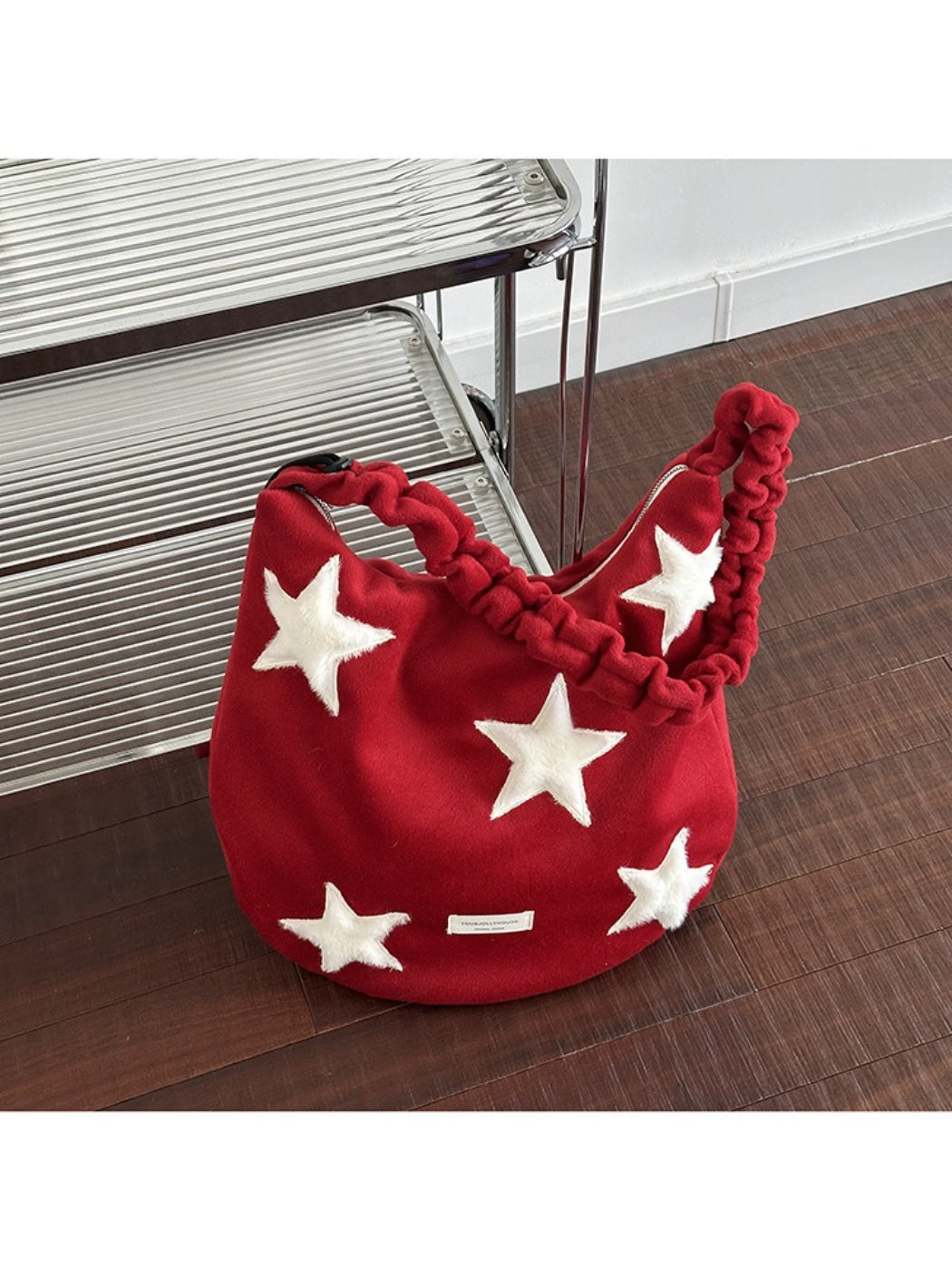 Cosbai Star Patch Slouchy Shoulder Bag with strap detail