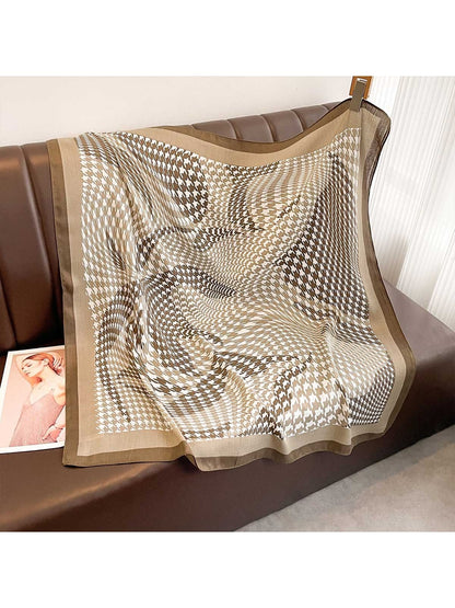 Scarvii - Printed Houndstooth Border Square Scarf