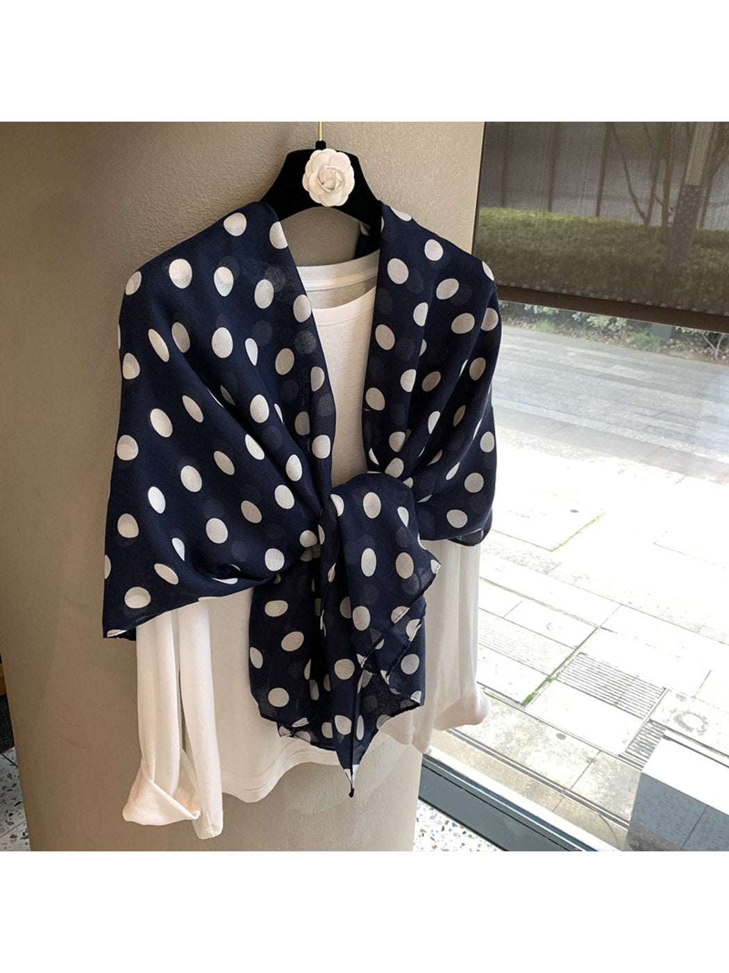 Scarvii - Elegant Polka Dot Print Shawl Scarf