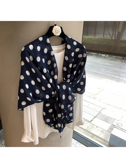 Scarvii - Elegant Polka Dot Print Shawl Scarf