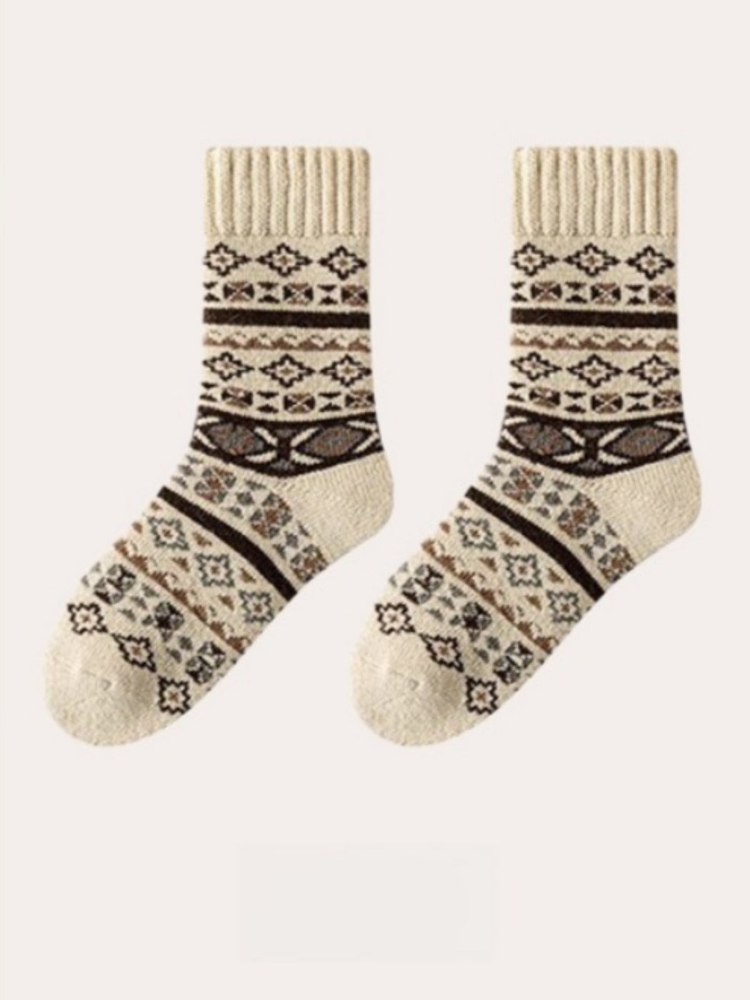 Rufia - Thick Bohemian Pattern Mid-Calf Socks - Soft & Warm