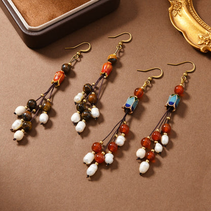 Earwish - Vintage Classic Beaded Long Fringe Earrings - Elegant & Chic