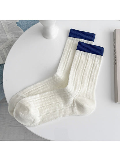 Rufia - Color Block Mesh Detail Women's Crew Socks