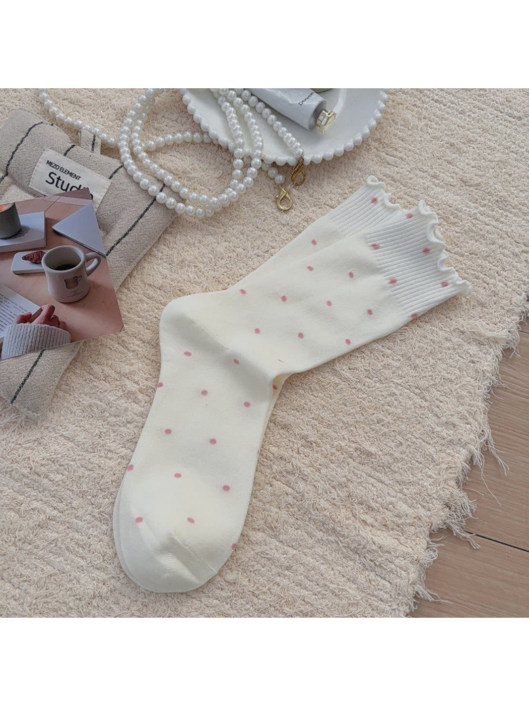 Rufia - Soft Polka Dot Ruffled Crew Socks product image 5