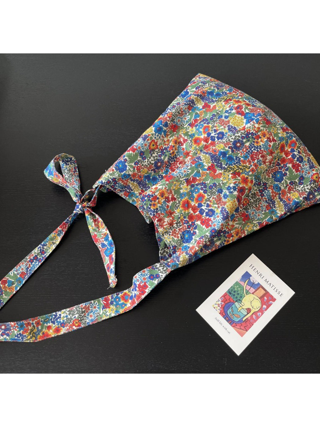 Cosbai floral tote bag with sturdy handles displayed on a white background