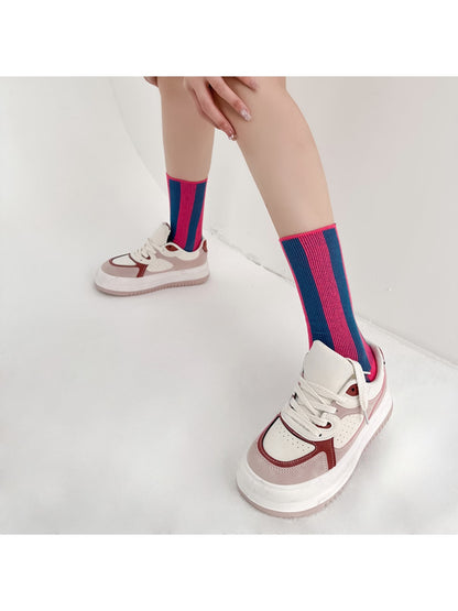 Rufia - Fashion Striped Colorblock Crew Socks