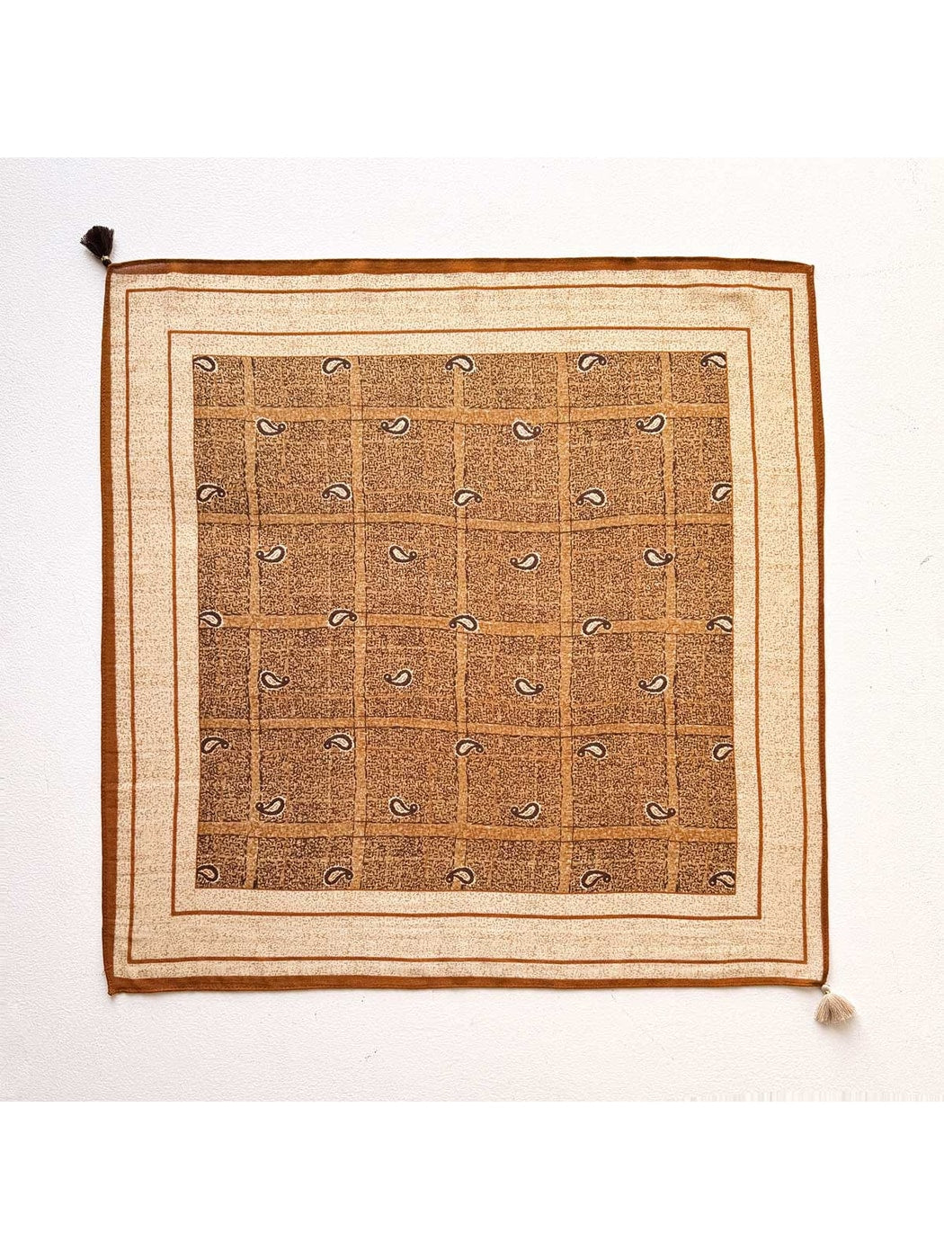 Scarvii - Plaid Paisley Print Fashion Square Scarf