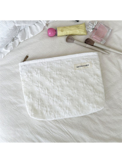 Cosbai - Floral Bow Zipper Cosmetic Organizer Bag