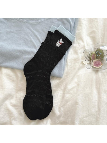 Rufia - Cartoon Dog Embroidered Crew Socks