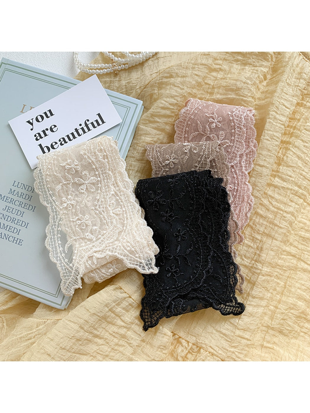 Scarvii - Embroidered Floral Lace Neck Scarf