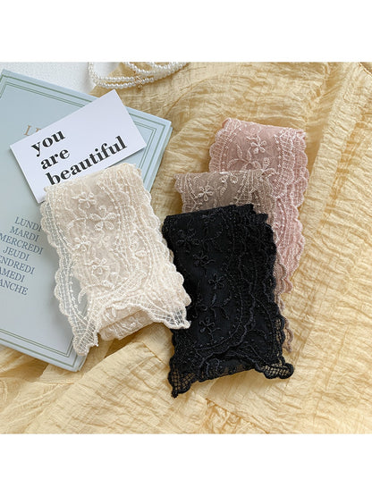 Scarvii - Embroidered Floral Lace Neck Scarf