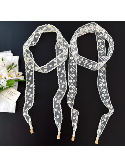 Scarvii - Romantic Floral Lace Long Narrow Scarf