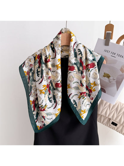 Scarvii - Square Scarf with Feather & Floral Print