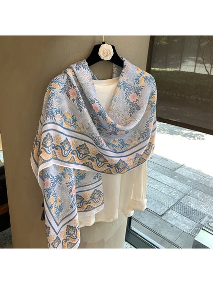 Scarvii - Botanical Print Plain Weave Shawl Scarf