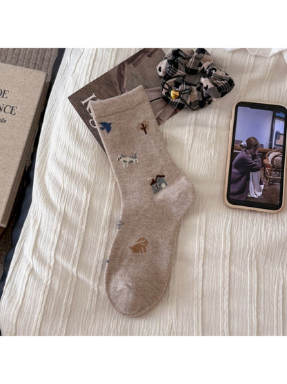 Rufia - Puppy Motif Cozy Crew Socks
