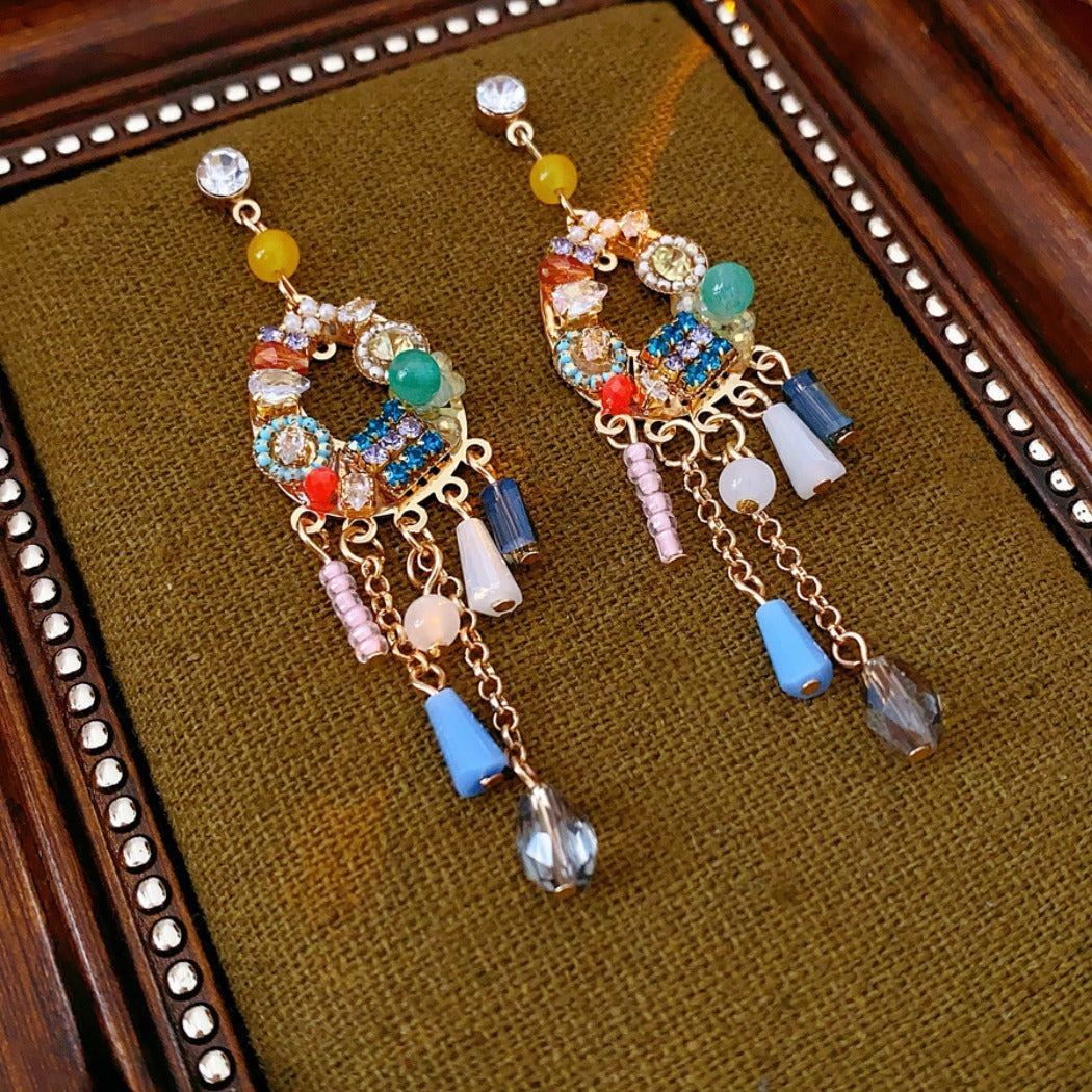Earwish - Bohemian Crystal Tassel Earrings - Luxe Ethnic