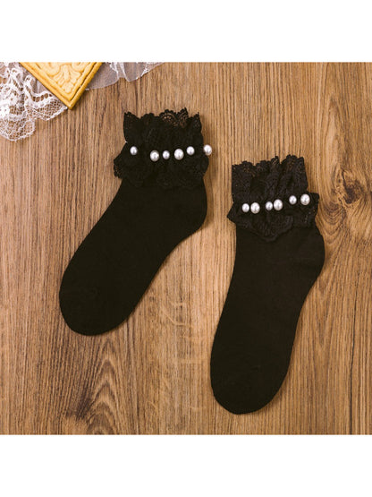 Rufia - Lace Ruffle Beaded Detail Ankle Socks product image 2