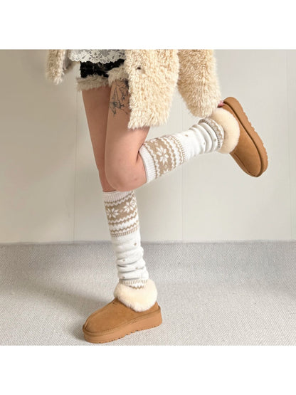 Cozyra - Fair Isle Snowflake Knit Leg Warmers