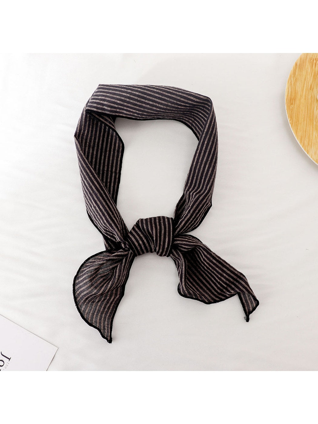 Scarvii - Striped Printed Narrow Neck Scarf