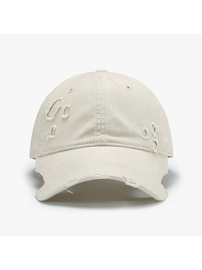 Haila - Distressed Adjustable Curved Brim Baseball Cap