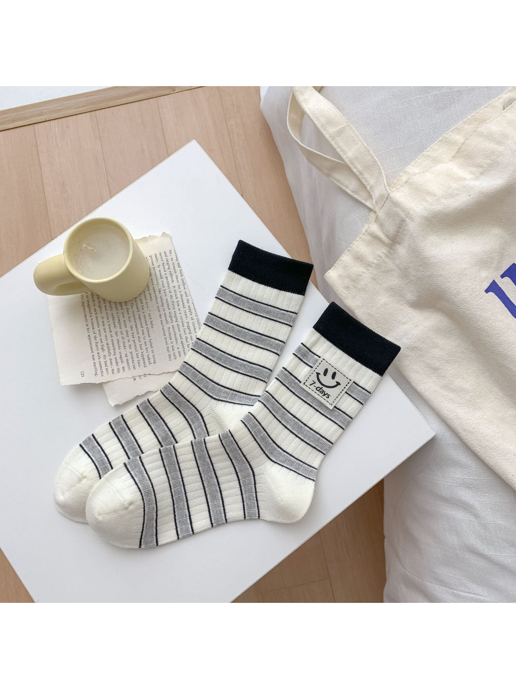Rufia - Smile Patch Stripe Crew Socks product image 4