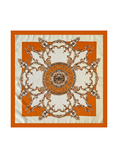 Scarvii - Geometric Floral Print Office Style Square Scarf