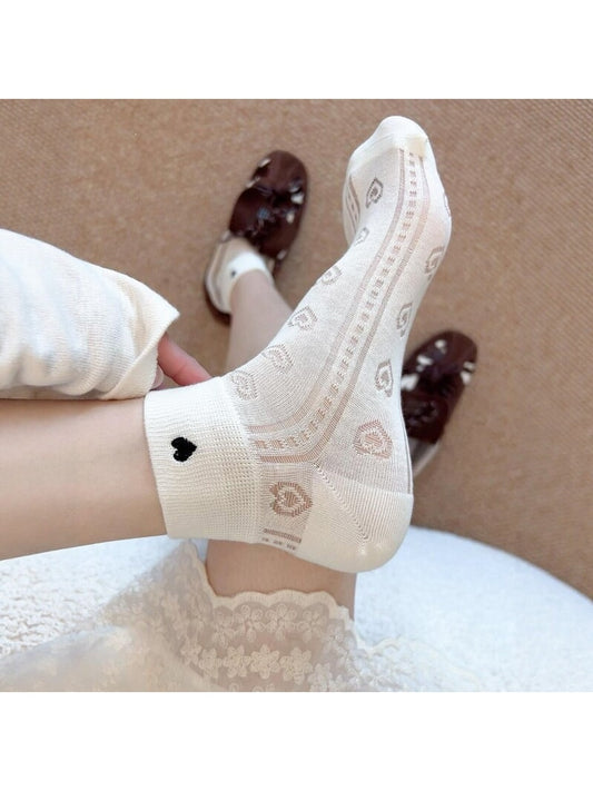 Rufia - Heart Embroidered Detail Ankle Socks