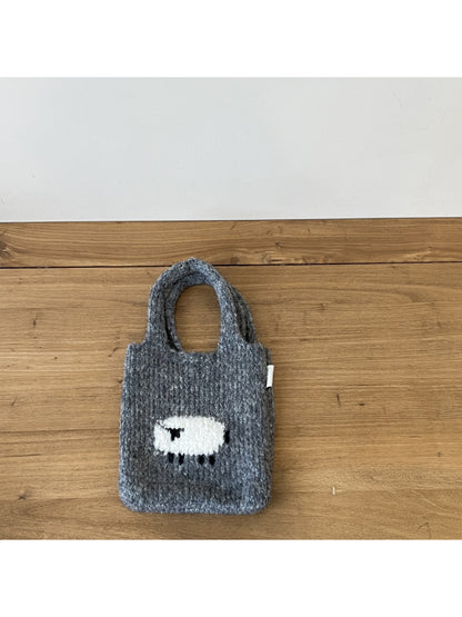 Cosbai - Sheep Motif Knit Tote Bag