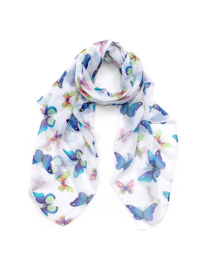 Scarvii - White Butterfly Print Scarf