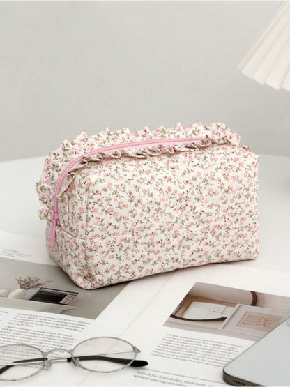 Rufia - Floral Ruffle Cosmetic Zipper Pouch detail view 4