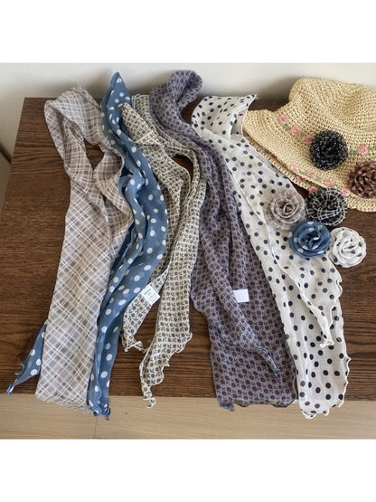 Scarvii Sheer Polka Dot Skinny Scarf