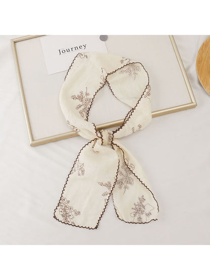 Scarvii - Printed Floral Neck Styling Narrow Scarf