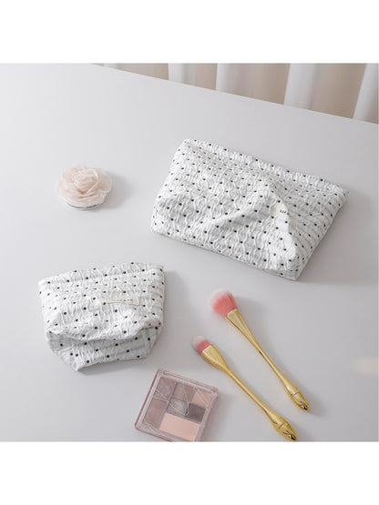 Cosbai - Portable Polka Dot Printed Makeup Bag