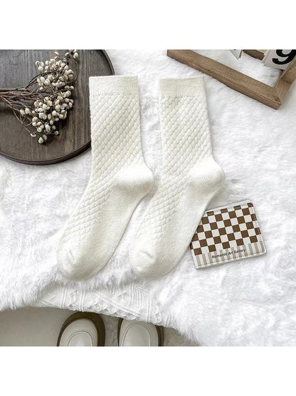 Rufia - Textured Solid Color Everyday Crew Socks