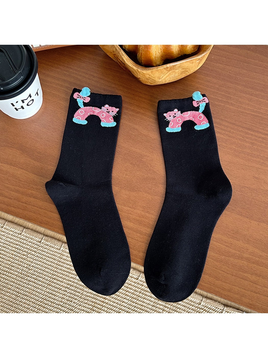 Rufia - Cute Cartoon Cat Pattern Women's Crew Socks