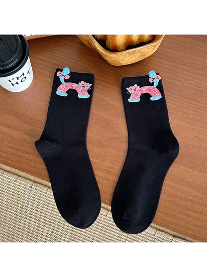 Rufia - Cute Cartoon Cat Pattern Women's Crew Socks