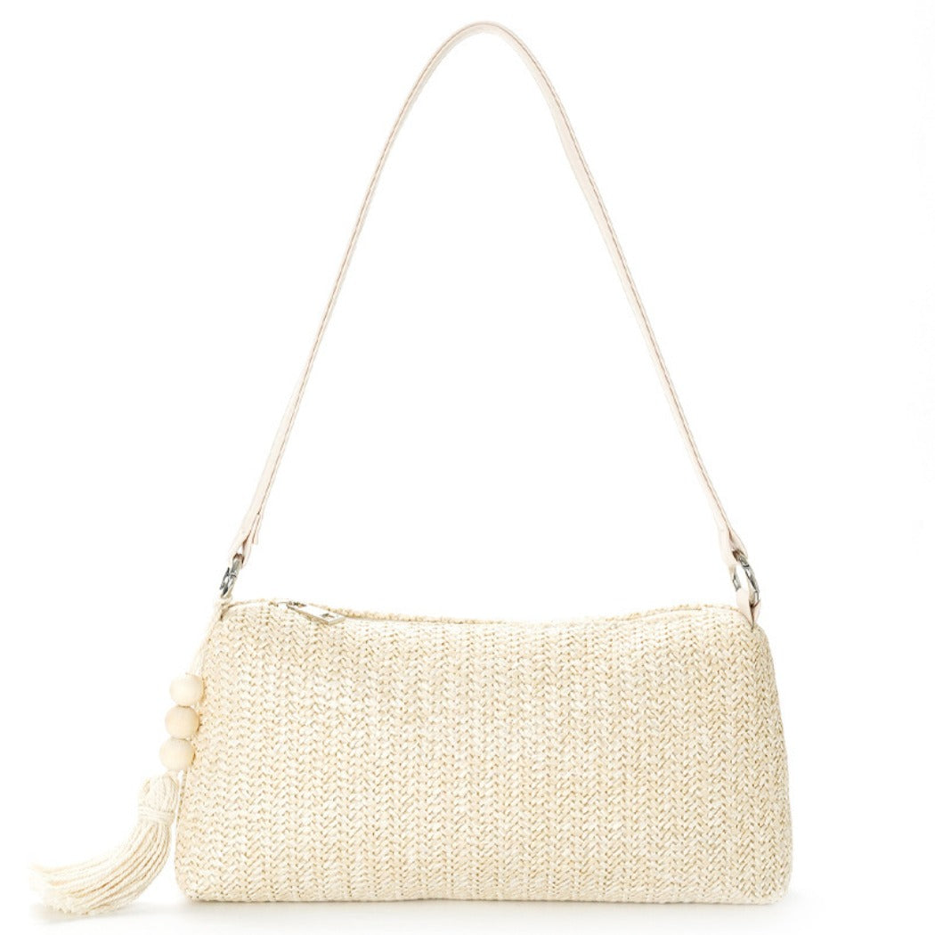 Cosbai - Beige Boho Shoulder Bag With Tassel