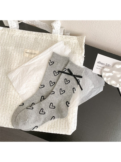 Rufia - Classic Heart Print Crew Socks