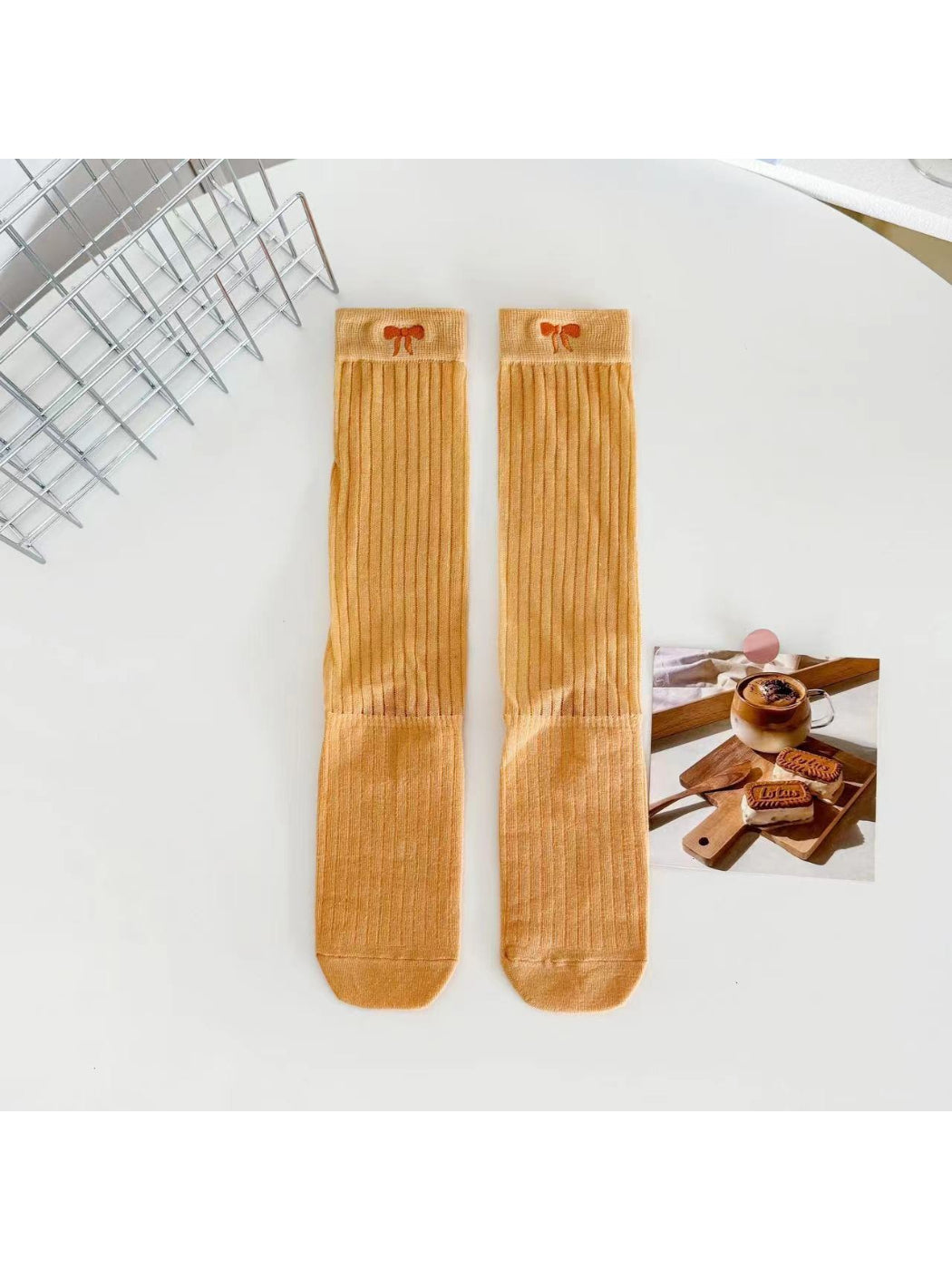 Rufia - Bow Embroidered Ribbed Crew Socks product image 3