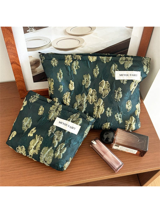 Cosbai elegant floral makeup pouch on white background