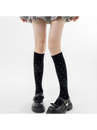 Rufia - Dotted Simple Style Knee-high Socks