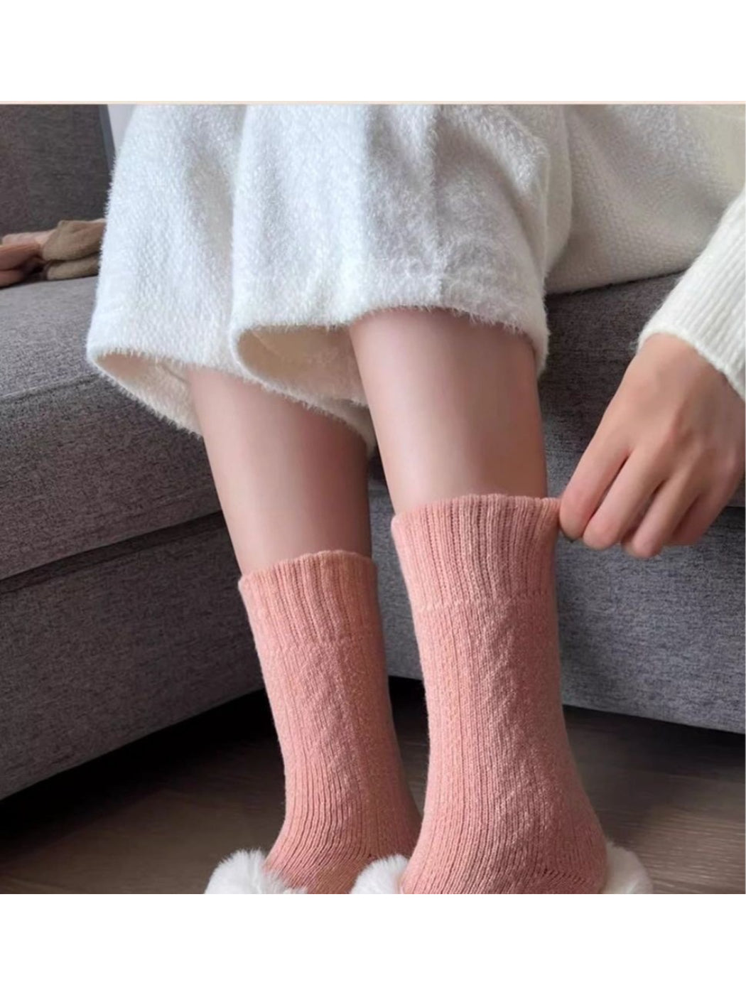 Rufia - Cozy Speckled Diamond Knit Crew Socks