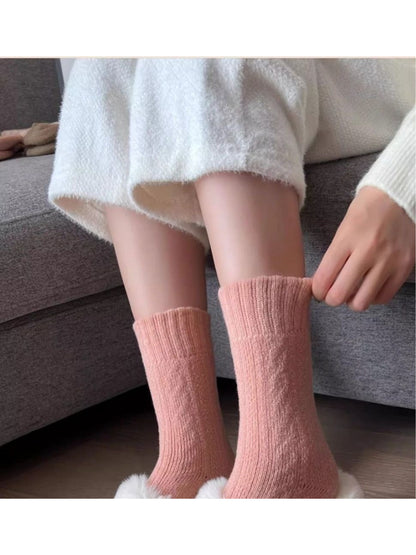 Rufia - Cozy Speckled Diamond Knit Crew Socks