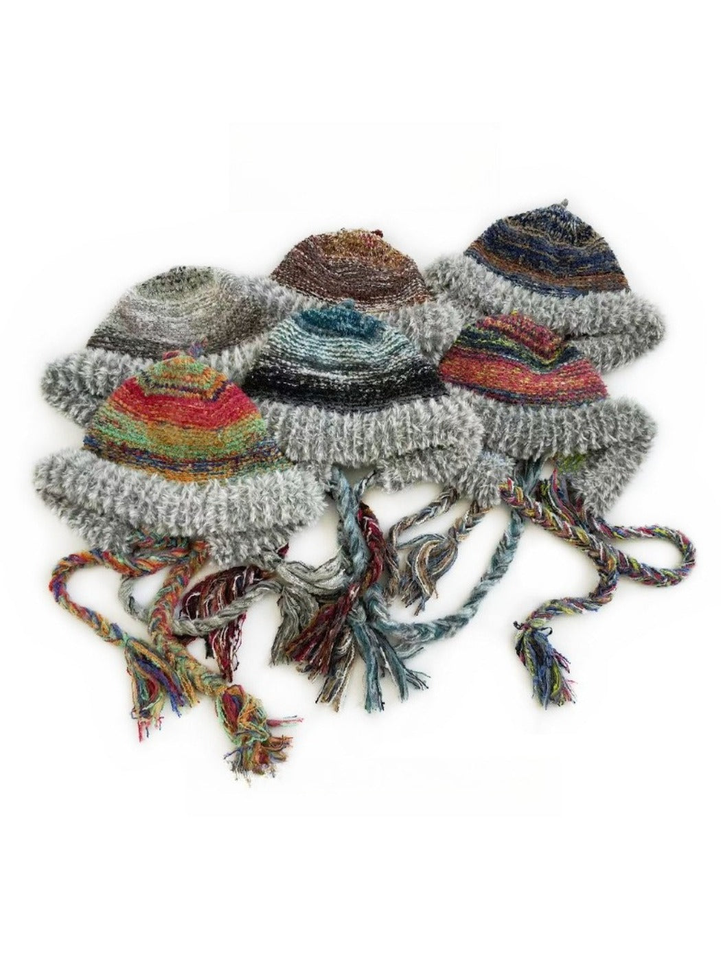 Haila - Rainbow Stripe Knitted Beanie with Earflaps for Women