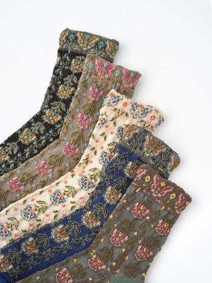 Rufia Embossed Vintage Floral Mid-Calf Socks sock shape